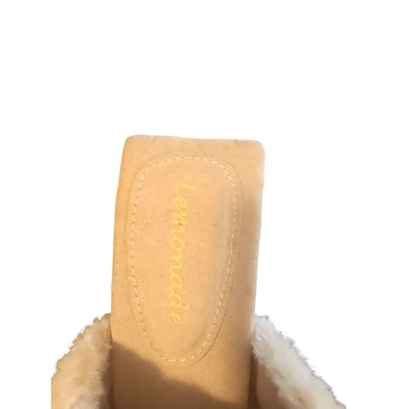 LEMONADE Sunny Faux Fur Block Heel Mules Size 8 - Picture 4 of 6